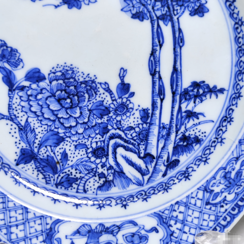 古玩陶瓷清雍正青花花卉紋八方盤拍賣，當前價格1588元