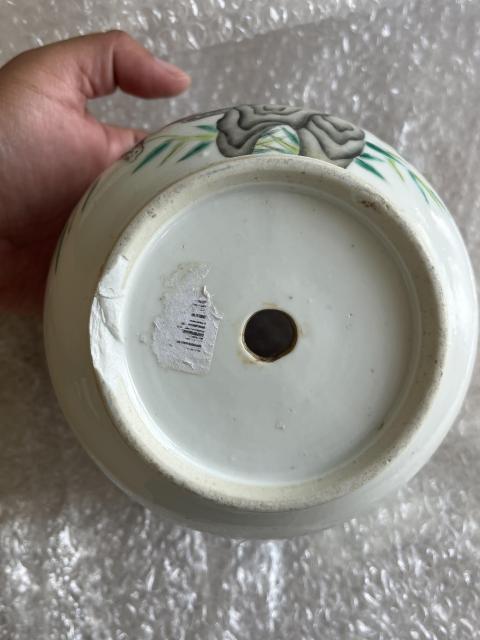 古玩陶瓷晚清民國時期粉彩花卉紋花盆拍賣，當前價格5800元