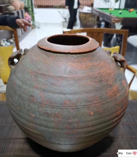 古玩陶瓷漢代雙耳陶瓿拍賣，當前價格3000元