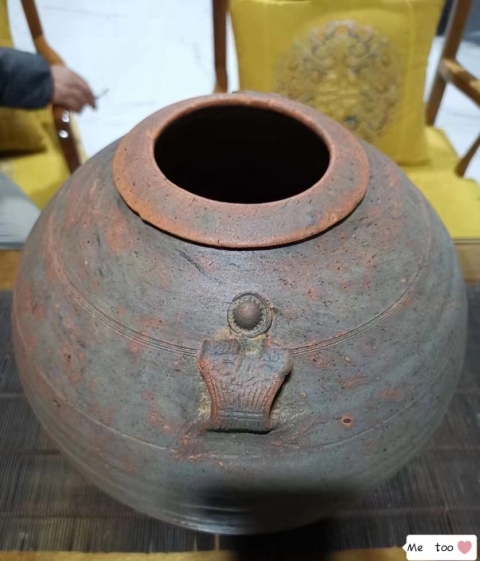 古玩陶瓷漢代雙耳陶瓿拍賣，當前價格3000元