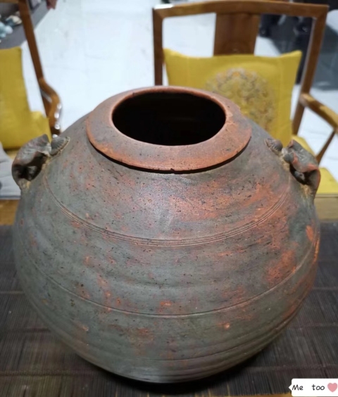 古玩陶瓷漢代雙耳陶瓿拍賣，當前價格3000元