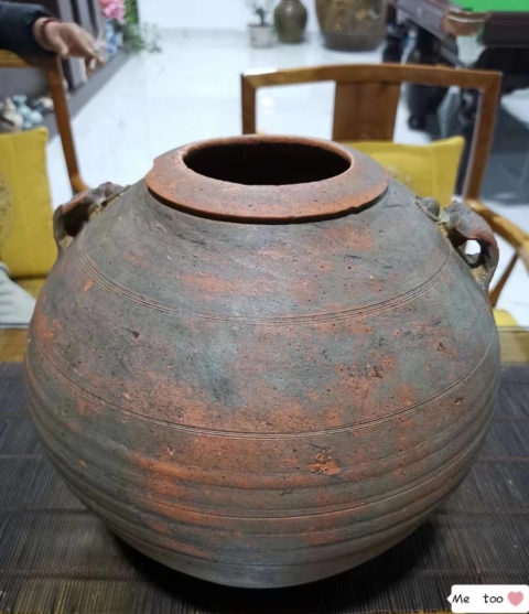 古玩陶瓷漢代雙耳陶瓿拍賣，當前價格3000元