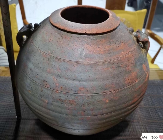 古玩陶瓷漢代雙耳陶瓿拍賣，當前價格3000元