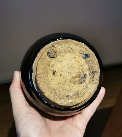 古玩陶瓷明代?窯變黑釉撇口瓶拍賣，當前價格999元