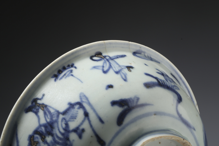 古玩陶瓷明中·青花春游圖撇口碗拍賣，當前價格2800元