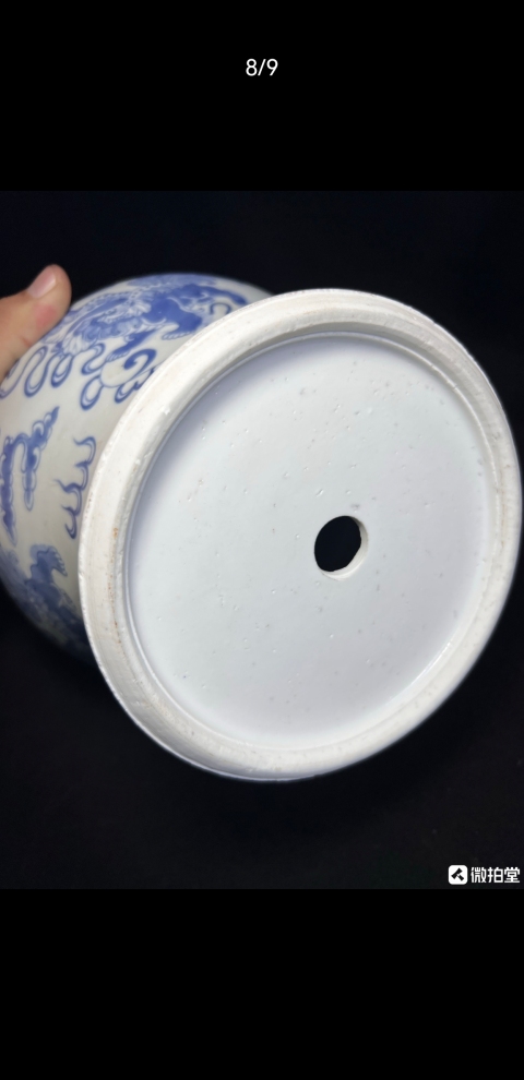 古玩陶瓷青花獅子滾繡球紋馬蹄尊拍賣,當前價格6600元