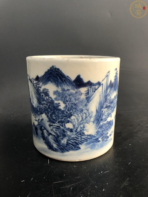 古玩陶瓷青花山水人物筆筒拍賣，當前價格13000元