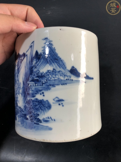 古玩陶瓷青花山水人物筆筒拍賣，當前價格13000元
