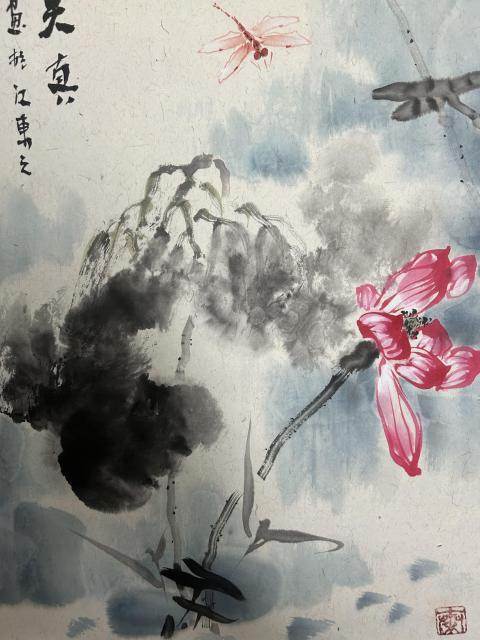 古玩字畫(huà)秦國(guó)強(qiáng)老師寫(xiě)意荷花拍賣(mài),當(dāng)前價(jià)格850元