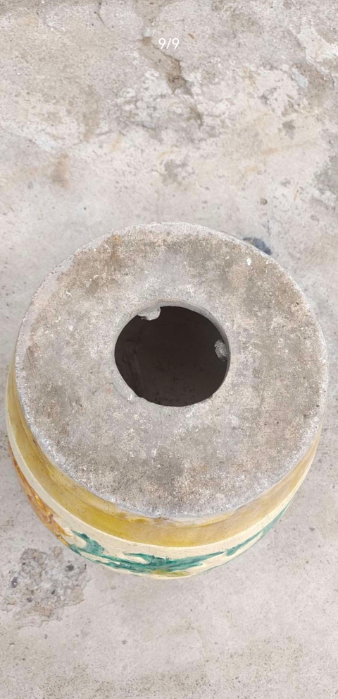 古玩陶瓷素三彩花卉紋瓷墩拍賣，當前價格3600元
