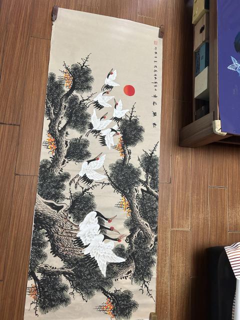古玩字畫周亮珍老師《松鶴延年》拍賣,當(dāng)前價(jià)格655元