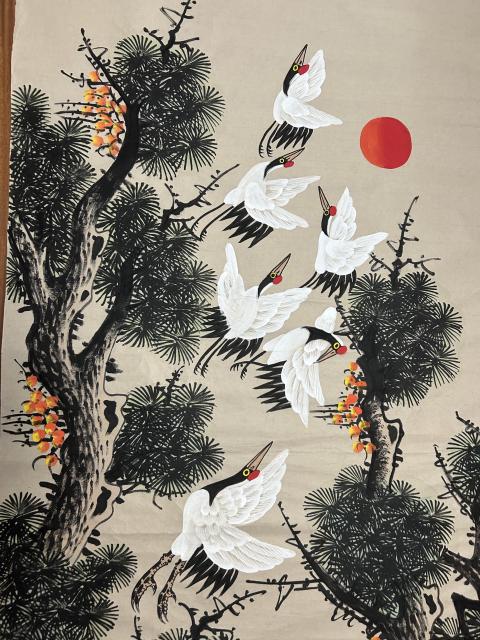 古玩字畫周亮珍老師《松鶴延年》拍賣,當(dāng)前價(jià)格655元