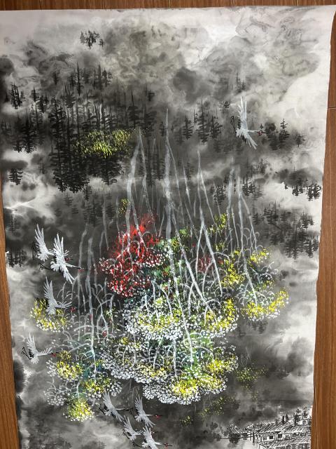 古玩字畫林峰《鶴舞高飛》拍賣,當前價格450元