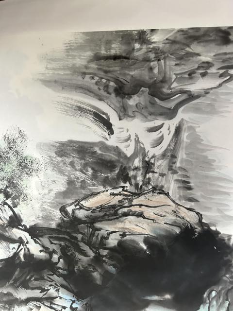 古玩字畫(huà)朱玉斌精品斗方山水拍賣,當(dāng)前價(jià)格450元