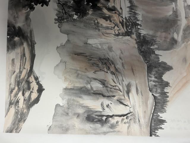 古玩字畫朱玉斌精品斗方山水拍賣，當(dāng)前價(jià)格455元