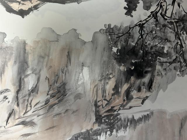 古玩字畫朱玉斌精品斗方山水拍賣，當(dāng)前價(jià)格455元