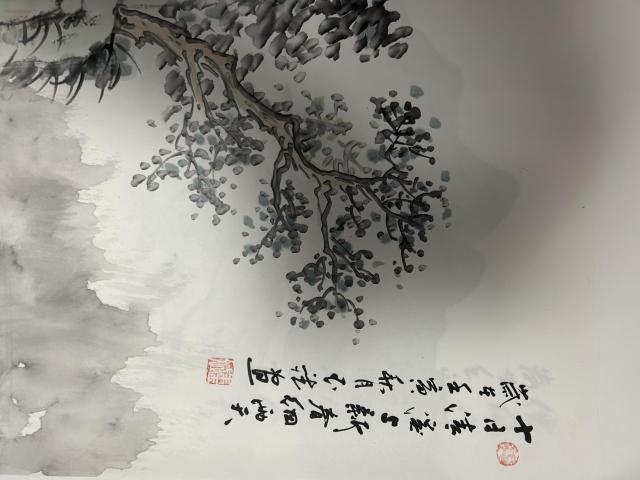 古玩字畫朱玉斌老師精品斗方《山水》拍賣,當(dāng)前價格450元