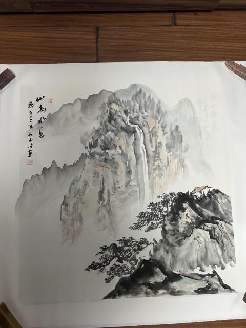 古玩字畫朱玉斌《山高水長》拍賣,當前價格450元