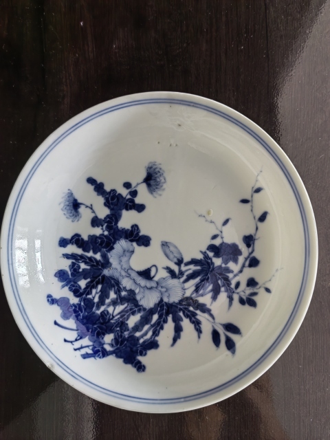 古玩陶瓷官窯 大清光緒 青花秋葵紋小碟拍賣，當前價格5800元