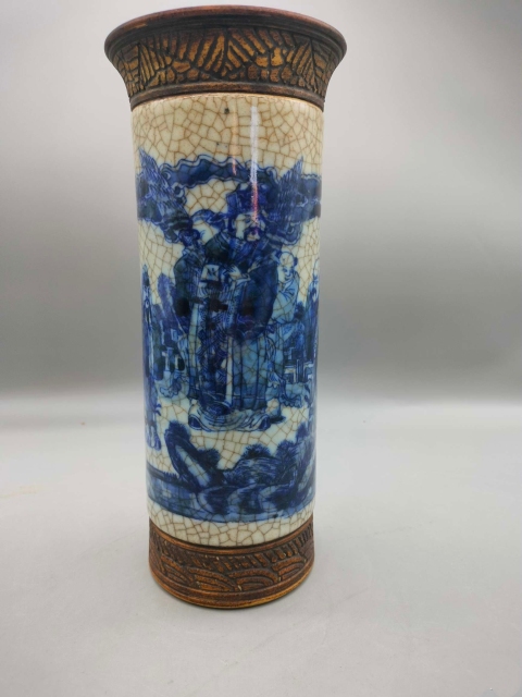 古玩陶瓷哥釉***青花人物故事紋花觚拍賣,當(dāng)前價(jià)格8500元