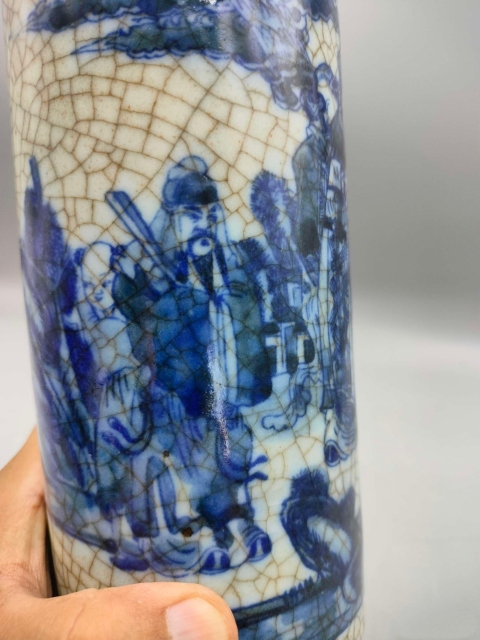 古玩陶瓷哥釉***青花人物故事紋花觚拍賣,當(dāng)前價(jià)格8500元