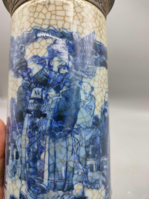 古玩陶瓷哥釉***青花人物故事紋花觚拍賣,當(dāng)前價(jià)格8500元