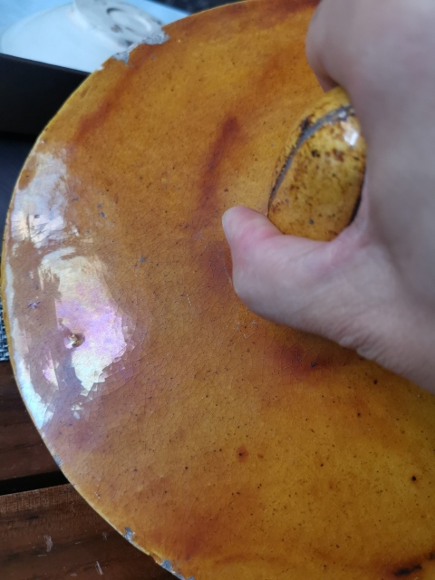 古玩陶瓷明代，黃釉巨型蓋拍賣，當前價格888元