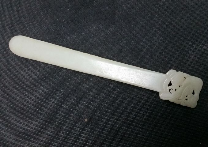 古玩玉器和田玉雕“喜上眉梢”發簪拍賣,當前價格958元