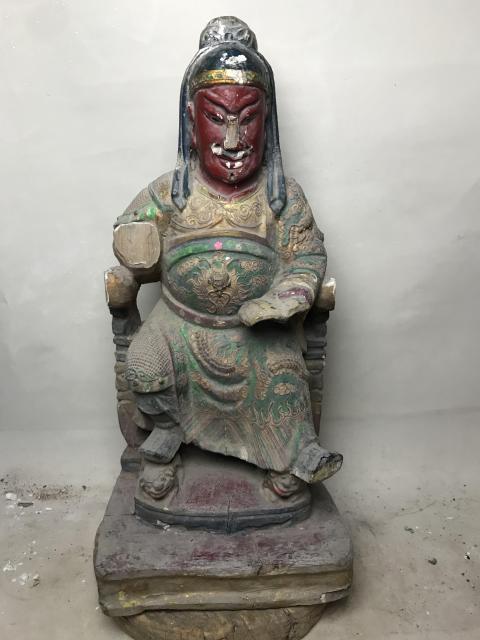 古玩雜項木雕彩繪關公拍賣,當前價格1200元