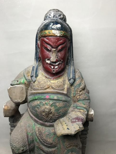 古玩雜項木雕彩繪關公拍賣,當前價格1200元