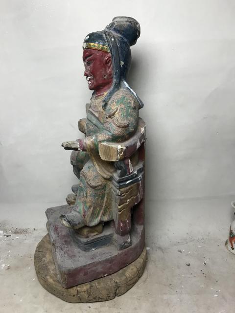 古玩雜項木雕彩繪關公拍賣,當前價格1200元