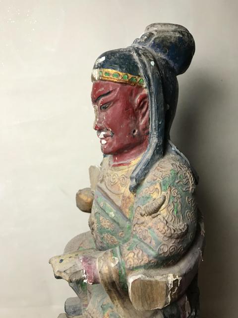 古玩雜項木雕彩繪關公拍賣,當前價格1200元