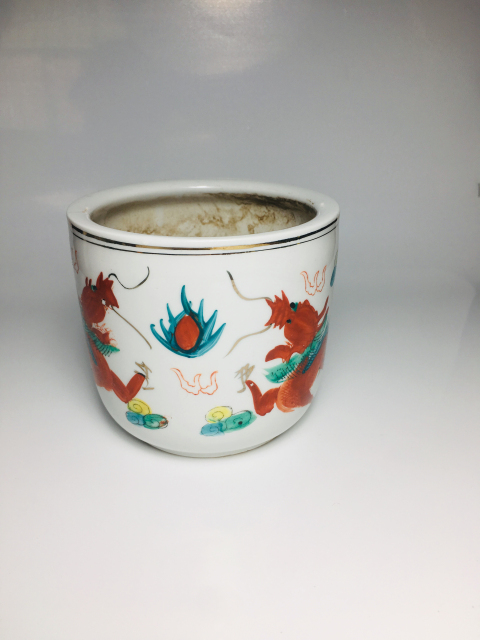 古玩陶瓷粉彩雙龍戲珠紋香爐拍賣,當前價格199元