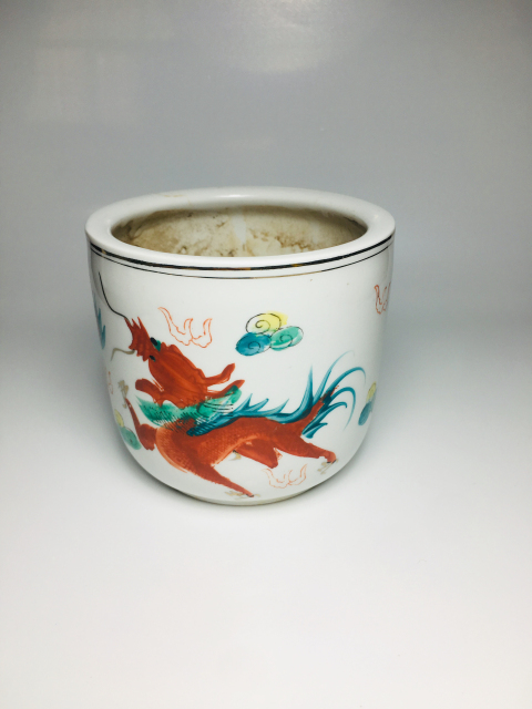 古玩陶瓷粉彩雙龍戲珠紋香爐拍賣,當前價格199元