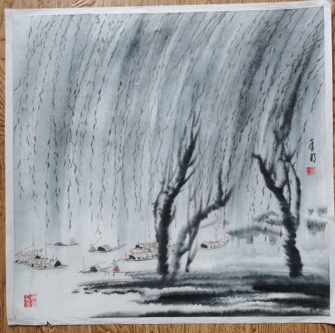 古玩字畫黃格勝入室弟子著名山水畫家董孝明寫意山水斗方拍賣,當(dāng)前價(jià)格499元