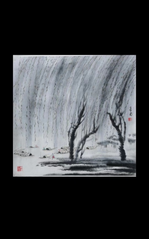 古玩字畫黃格勝入室弟子著名山水畫家董孝明寫意山水斗方拍賣,當(dāng)前價(jià)格499元