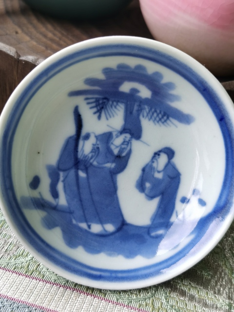 古玩陶瓷三星高照圖青花盤拍賣，當前價格358元