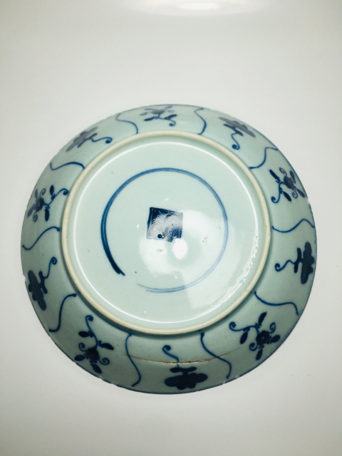 古玩陶瓷雍正青花靈芝紋盤拍賣,當前價格888元