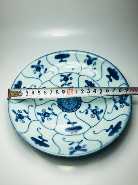 古玩陶瓷雍正青花靈芝紋盤拍賣,當前價格888元