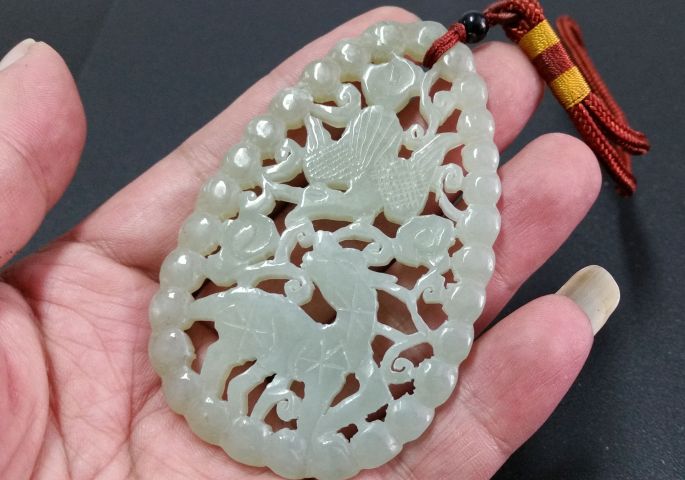 古玩玉器鹿鶴同春連珠玉佩拍賣,當前價格480元