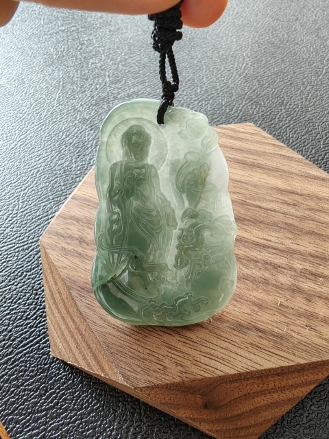 古玩玉器糯冰種翡翠佛牌399拍賣，當前價格399元