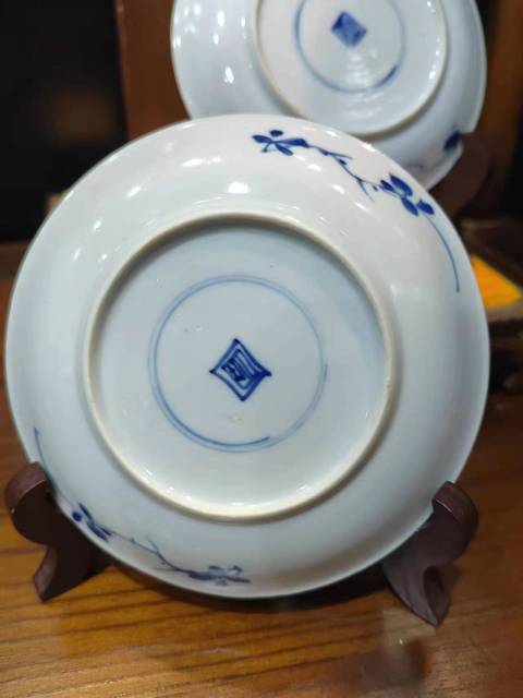 古玩陶瓷清康熙進京趕考青花盤一對拍賣，當前價格3008元
