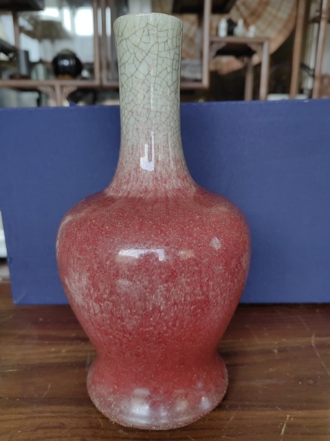 古玩陶瓷康熙朗紅釉搖鈴尊拍賣,當前價格58000元