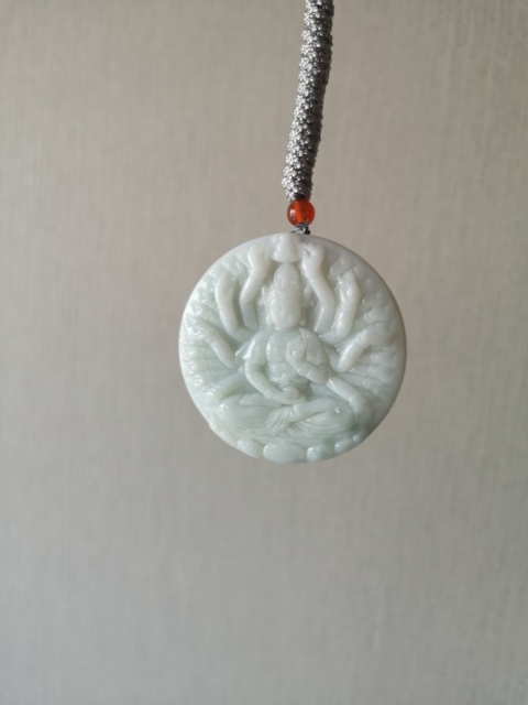 古玩玉器天然翡翠雙面雕“千手觀音”牌拍賣,當前價格680元