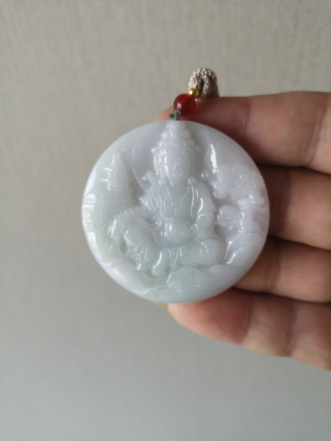古玩玉器天然翡翠雕“觀音”牌拍賣，當前價格580元