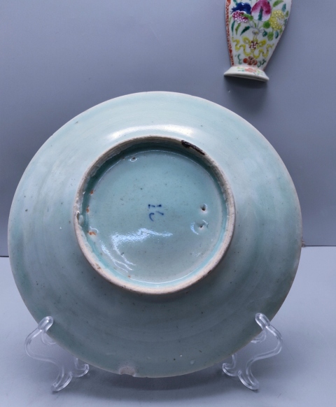 古玩陶瓷豆青釉青花山水紋盤拍賣,當前價格1698元