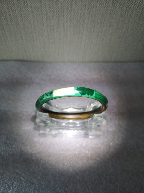 古玩玉器孔雀石嵌銅圈手鐲拍賣,當前價格580元