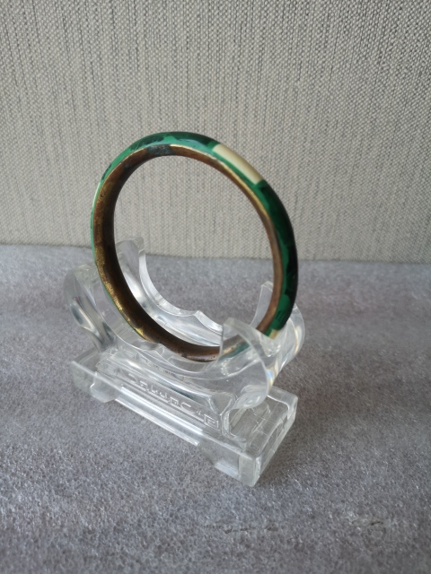 古玩玉器孔雀石嵌銅圈手鐲拍賣,當前價格580元