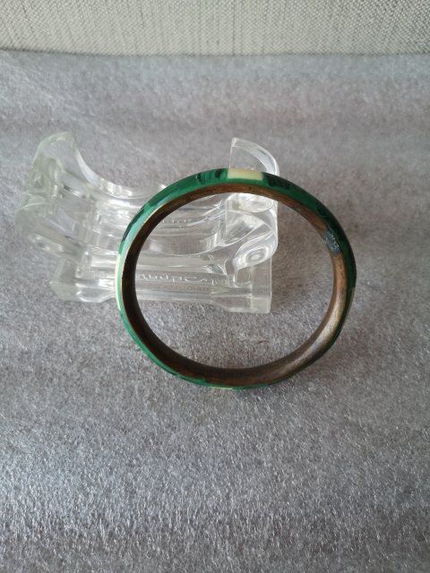 古玩玉器孔雀石嵌銅圈手鐲拍賣,當前價格580元