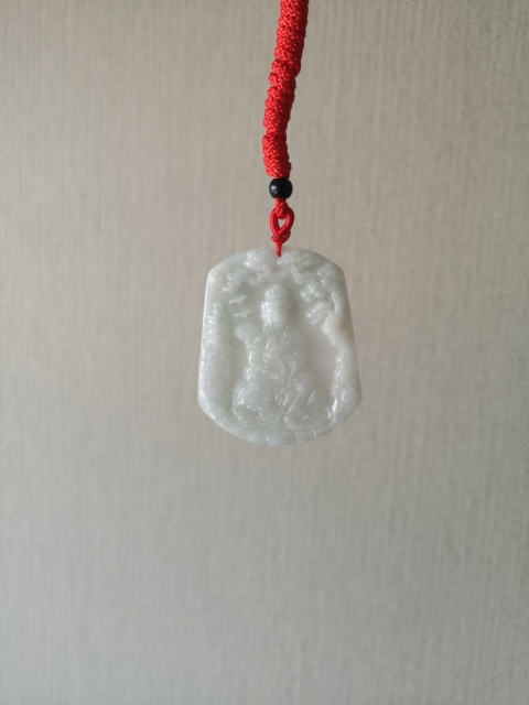 古玩玉器天然翡翠雕“文殊菩薩”牌拍賣,當前價格398元